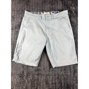 Cactus Man Ricky Singh Chino Shorts Men 30 Blue Cotton Stretch Mid Rise Tropical